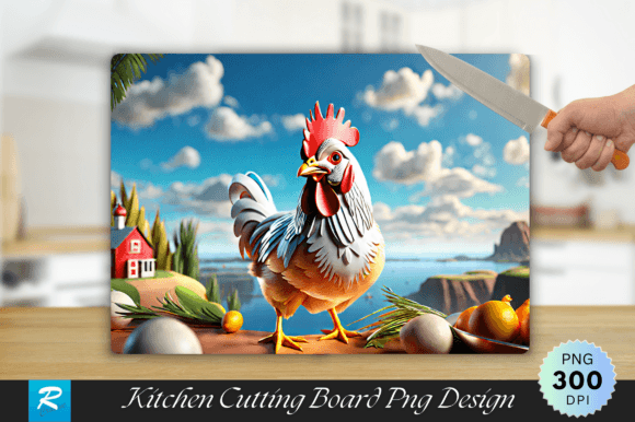 3D Chicken Cutting Board Graphics for Crafts & Branding