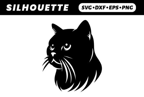 Black Cat Silhouette, White Background: A Modern Graphics Choice for Crafts and Publishing