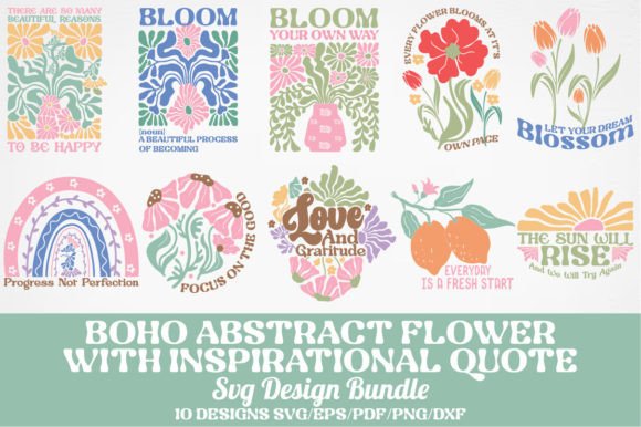 Boho Abstract Flower Quotes SVG Bundle Review