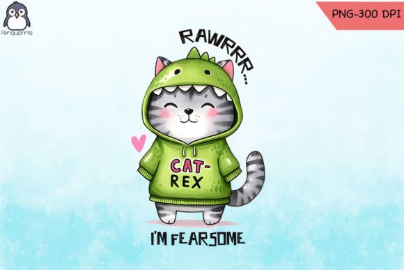 Cat Rex Funny Cat Sublimation PNG for Crafts and Graphics