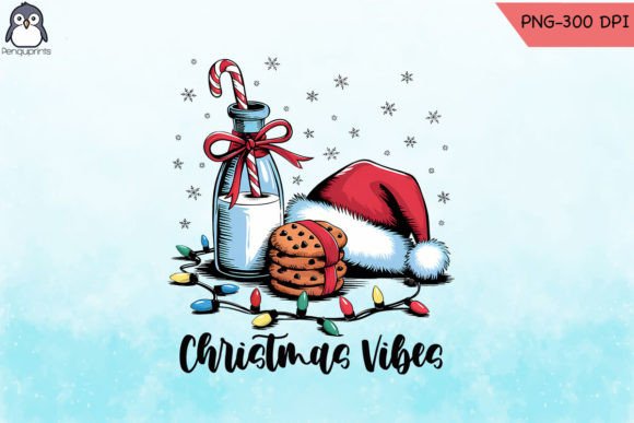 Christmas Vibes Milk Santa Cookies PNG for Graphics and Crafts