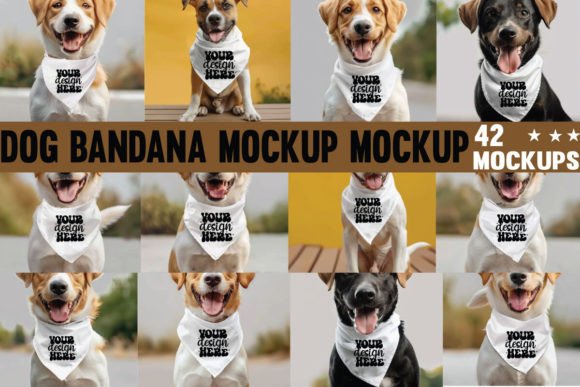 Dog Bandana Mockup Bundle for Graphics and Scarves Amp