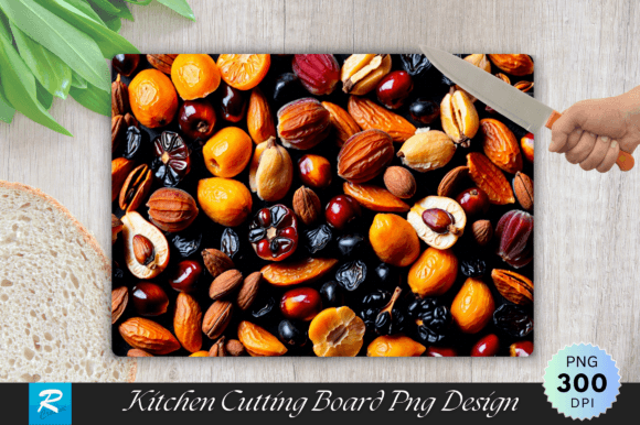 Dry Fruits Cutting Board Sublimation Png for Crafts & Graphics