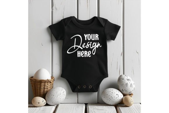 Easter Black Baby Bodysuit Mockup for Graphics and Baby Amp