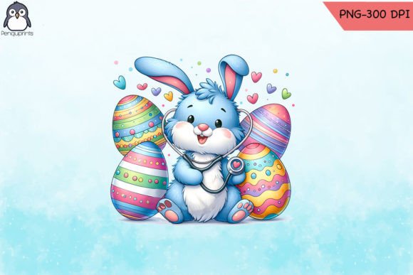 Easter Nurse Bunny Stethoscope PNG Graphics for Crafts