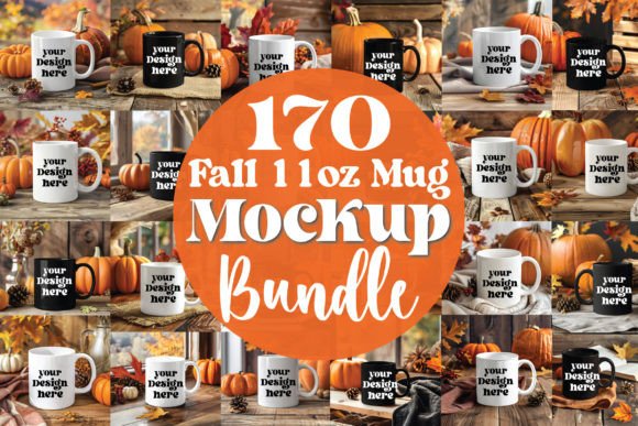 Fall 11oz Mug Mockup Bundle for Graphics and Halloween