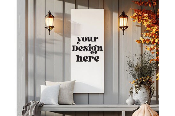 Fall Wood Porch Sign Mockup 44 for Graphics and Frames Amp