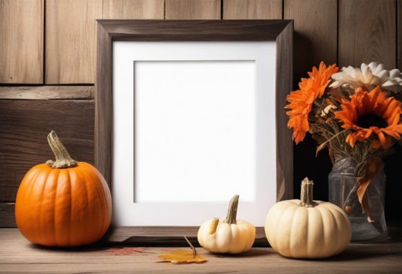 Fall Wood Sign Mockup for Graphics and Frames Amp