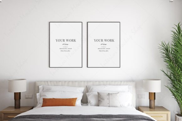 Frame Mockup, Bedroom Mockup - 1801 for Graphics in Living Rooms Amp