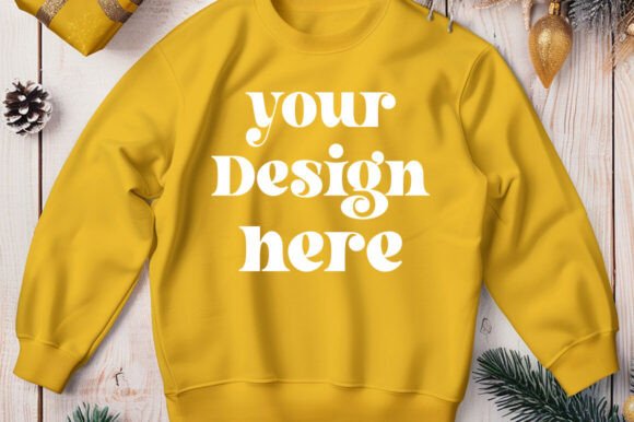 Gildan 18000 Christmas Gold Mockup 13 for Graphics