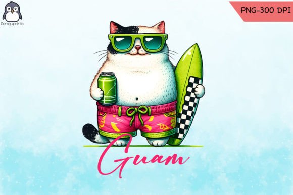 Guam Fat Cat Sublimation PNG: A Graphic Design Asset for Crafts