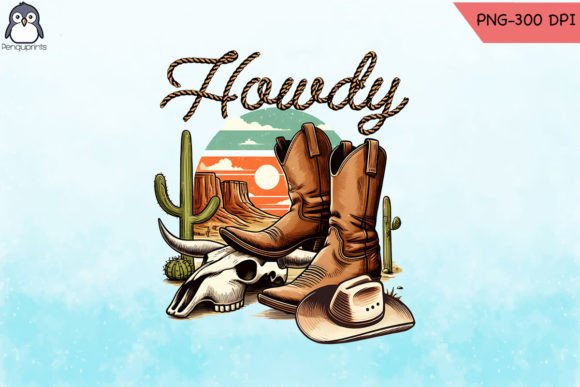 Howdy Rodeo Retro Cowboy Sublimation PNG Graphics