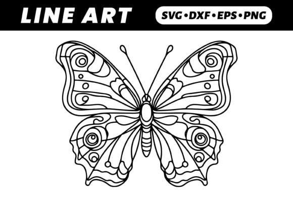 Ornate Butterfly Coloring Page Outline: Graphics & Illustrations Review