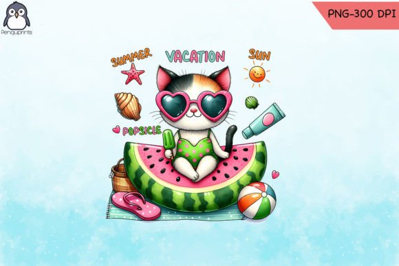 Summer Vacation Cat Sublimation PNG Graphics and Crafts Review