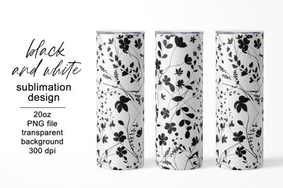 Tumbler Wrap, Black and White Design PNG for Graphics and Crafts