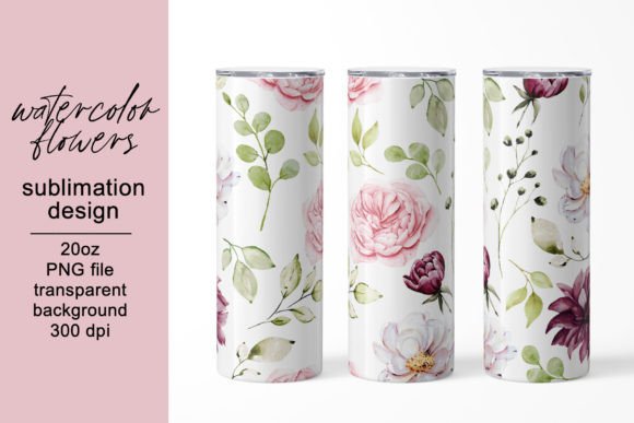Tumbler Wrap, Digital Flower Design, PNG Graphics Review