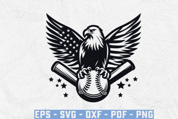 Usa Flag Eagle with Baseball Silhoue Svg Graphics and Crafts